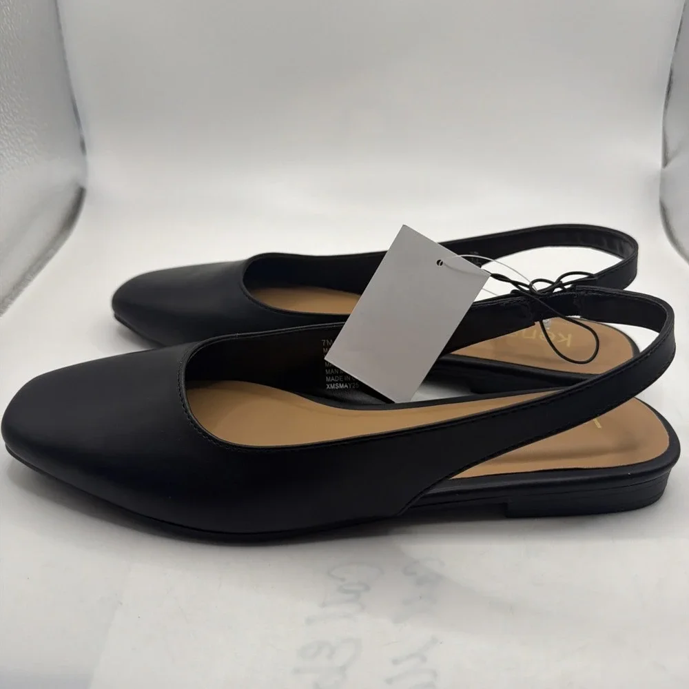 Kensie Women's Size 11, Felice Dress Shoes Slingback Flats Easy On, Black.‎ New.